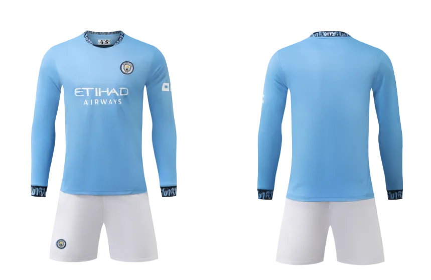 Manchester City 25/26 Youth Long Sleeve Kit - The Art of Soccer Shop