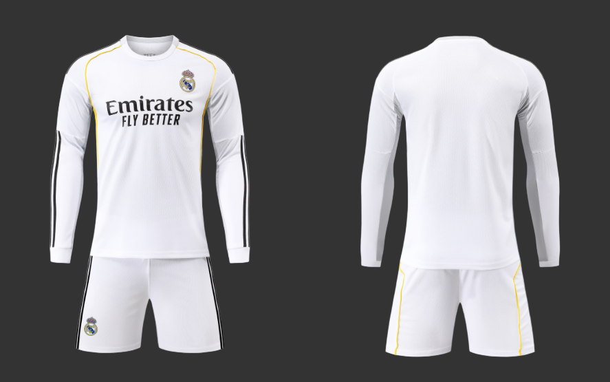 Real Madrid 25/25 Home Youth Long Sleeve Set - The Art of Soccer Shop