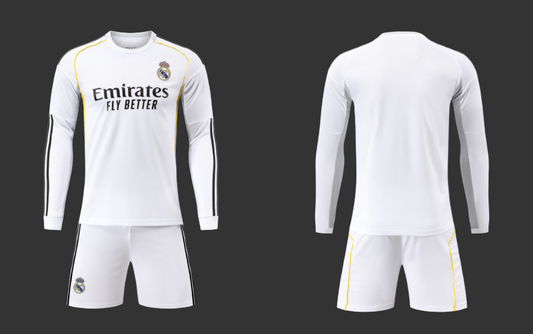 Real Madrid 25/25 Home Youth Long Sleeve Set - The Art of Soccer Shop