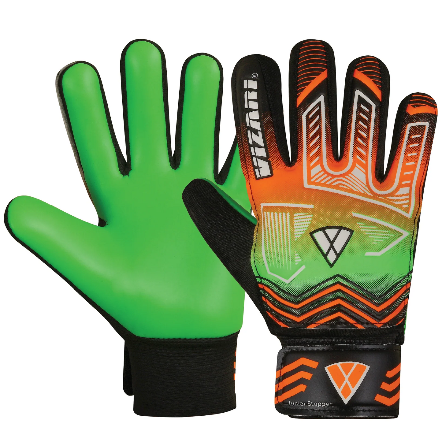 Vizari Junior Stopper Goalkeeping Glove - Orange/Green - The Art of Soccer Shop