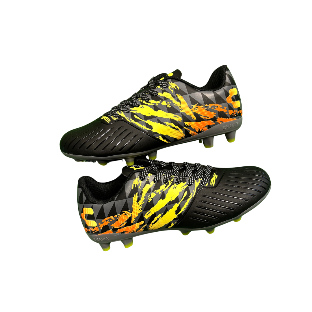 Charly Youth Grasshopper 4.0 FG Cleats (Black/Org./Lemon) - The Art of Soccer Shop