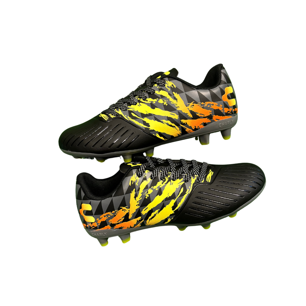 Charly Youth Grasshopper 4.0 FG Cleats (Black/Org./Lemon)