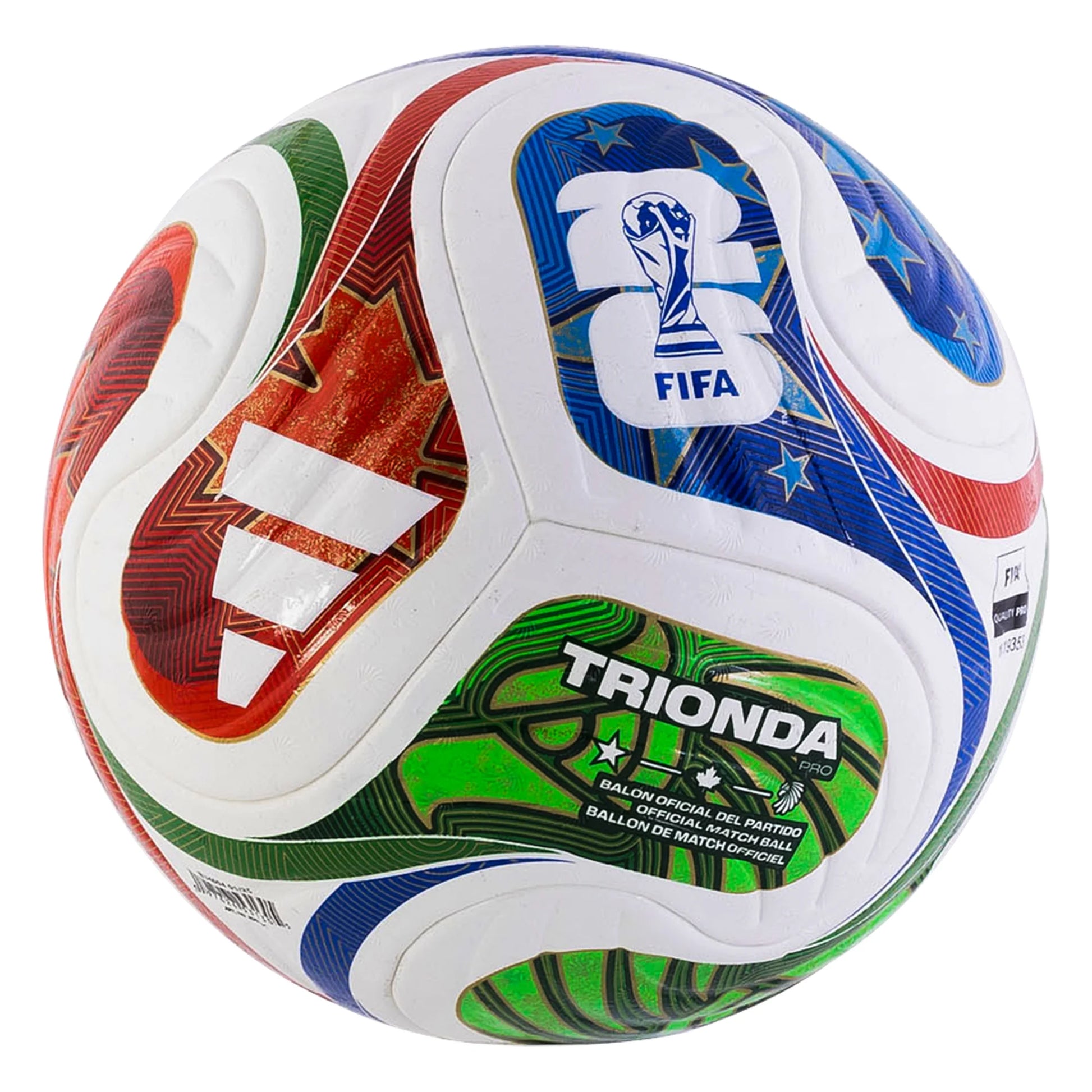 adidas FIFA World Cup 2026™ Trionda Pro Official Match Soccer Ball - White/Blue/Red/Green - The Art of Soccer Shop