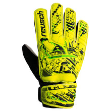Load image into Gallery viewer, Reusch Jr. Attrakt Solid Goalkeeper Gloves (Safety Yellow/Black)Reusch Jr. Attrakt Solid Goalkeeper Gloves (Safety Yellow/Black) REUSCH JR. ATTRAKT SOLID GOALKEEPER GLOVES (SAFETY YELLOW/BLACK
