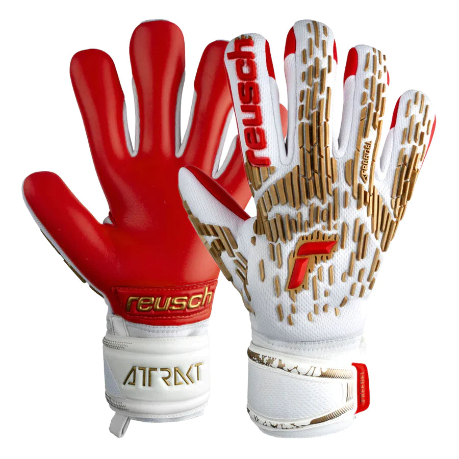 Reusch Men's Attrakt Freegel Silver Fingersave Goalkeeper Gloves Pink/White