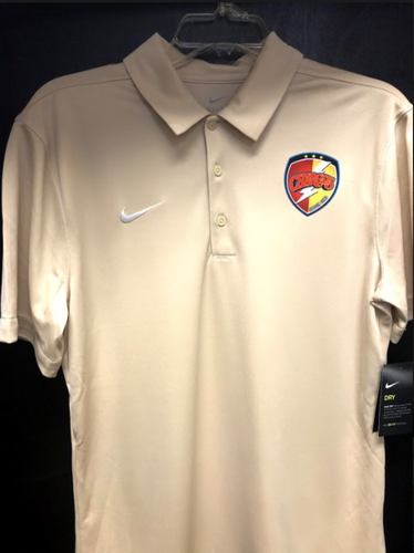 Chargers Adult Mens Beige Nike Dri-Fit Short Sleeve Polo Shirt - The Art of Soccer Shop