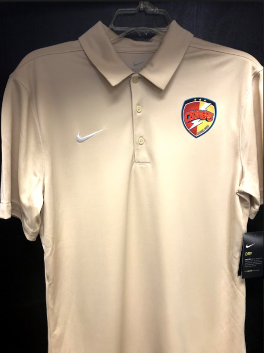 Chargers Adult Mens Beige Nike Dri-Fit Short Sleeve Polo Shirt - The Art of Soccer Shop