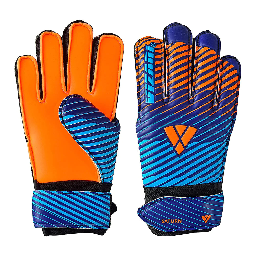 Saturn F.P. Soccer Goalkeeper Gloves With Finger Support For Kids And Adults-Blue/Orange